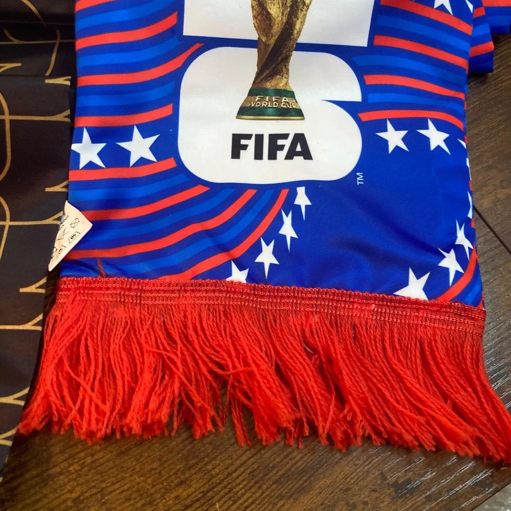 FIFA World Cup 2026 Fan Scarf Set 2 Pack US CAN MEX Soccer Black Blue Fringe NEW